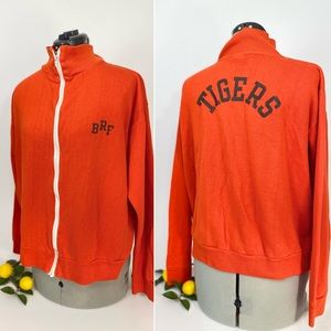 Vintage Champion Tigers Track Jacket Orange Zip Up 70s 80s College Medium Small